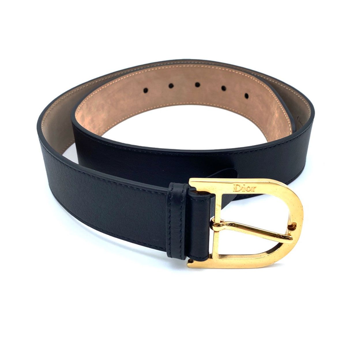 Dior Dロゴ バックル レザー ベルト タグ付き 未使用 黒 9381 Dior ディオール Dロゴ バックル レザー ベルト タグ付き 未使用
