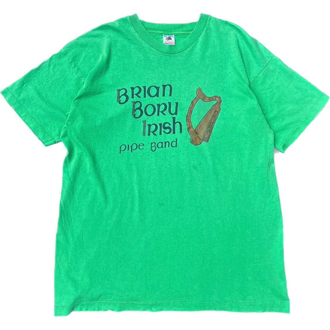90年代 フルーツオブザルーム ブライアンボルアイリッシュ パイプバンド プリント Tシャツ グリーン