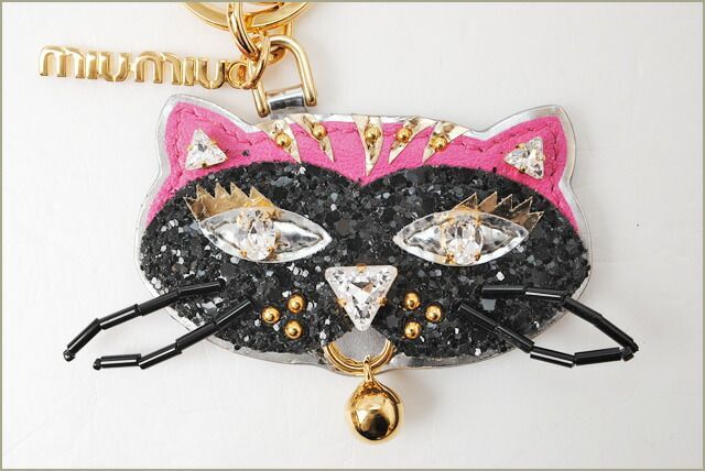ミュウミュウ キーリング/キーホルダー miumiu ネコ/キャット