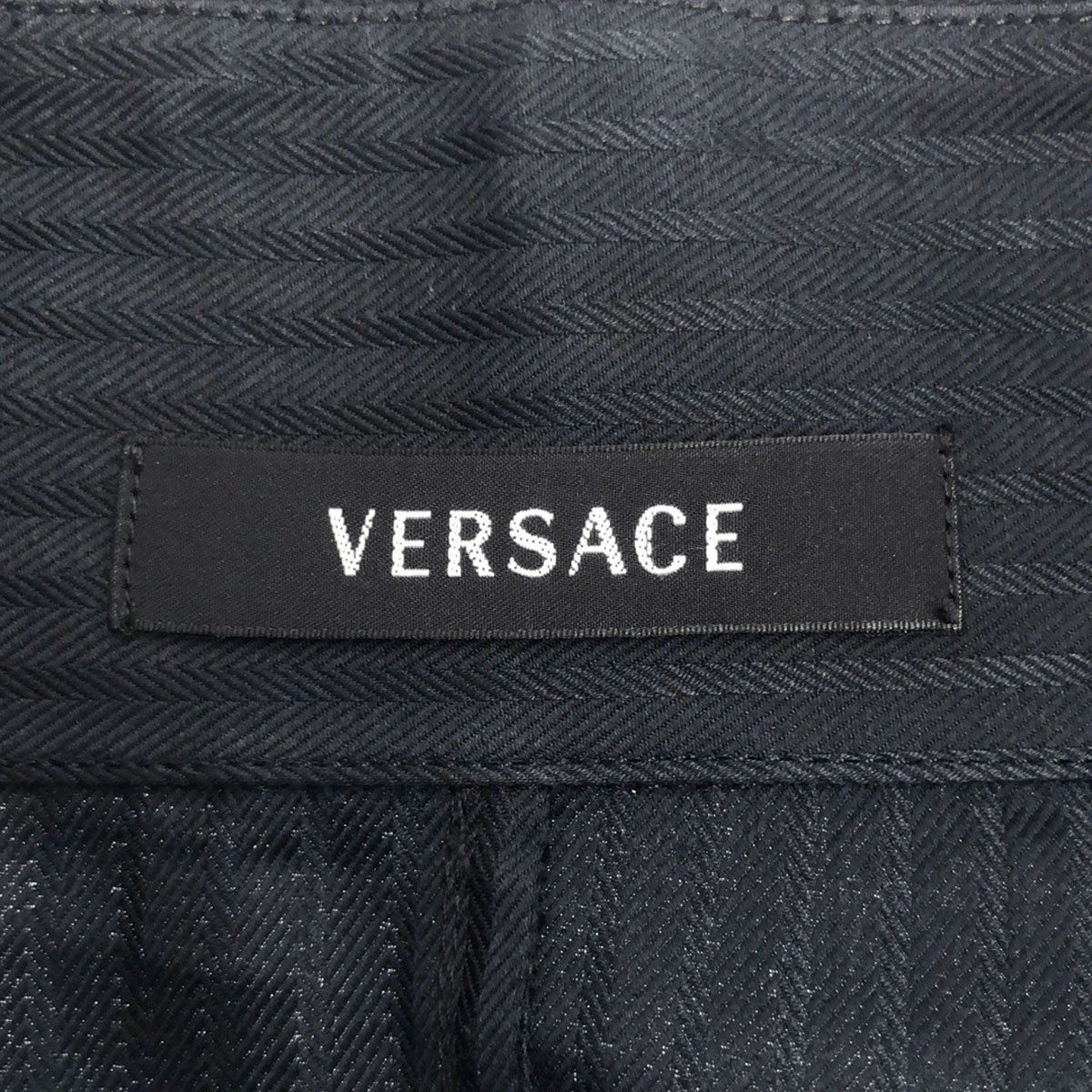 VERSACE ヴェルサーチ シャドウストライプ比翼ドレスシャツ  ネイビー系