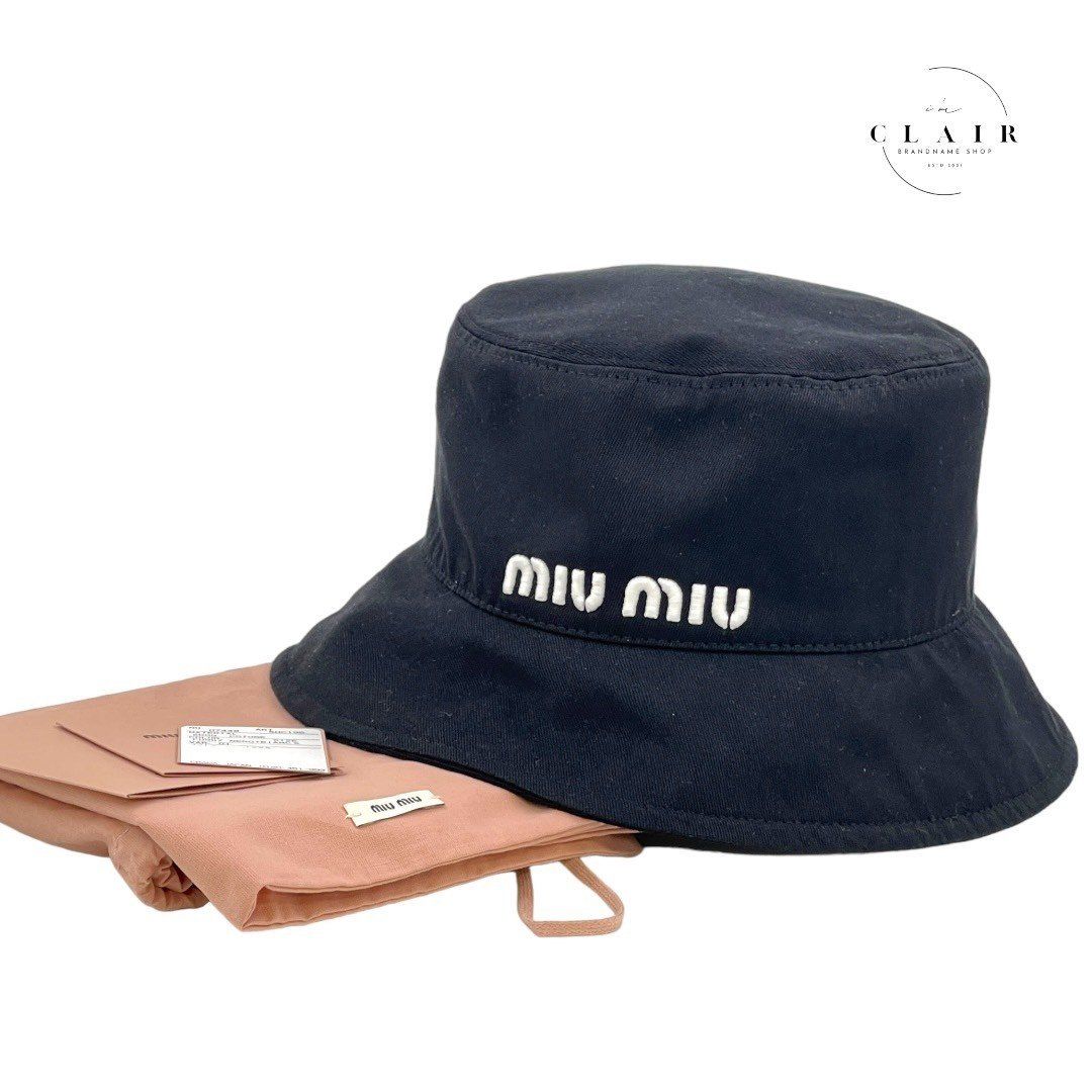 ミュウミュウMIU MIU ブラック バケットハット S 【公式通販】