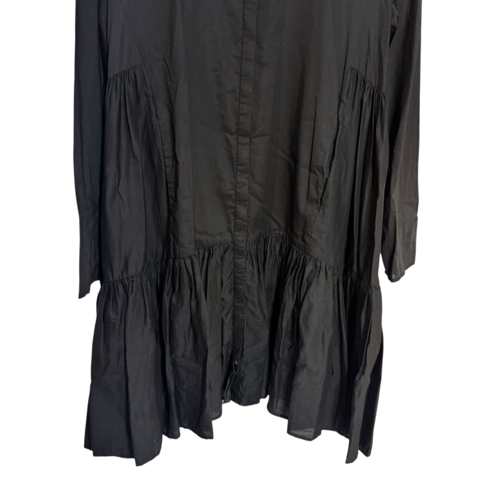 Merlette ブラック ひざ丈ワンピース 長袖 C346 【美品】 Merlette マーレット ワンピース ブラック 黒