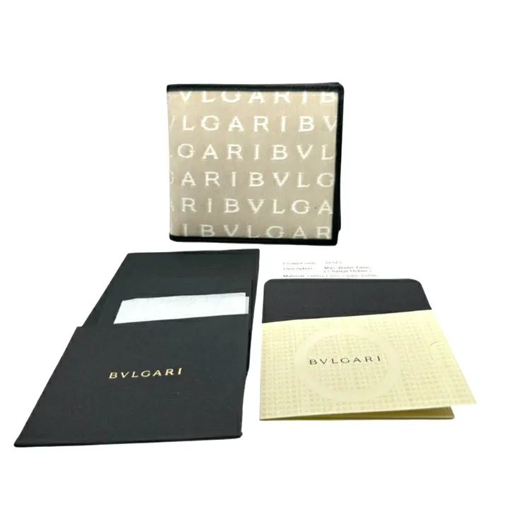 中古美品】BVLGARI ブルガリ ロゴマニア二つ折り財布 キャンバスX