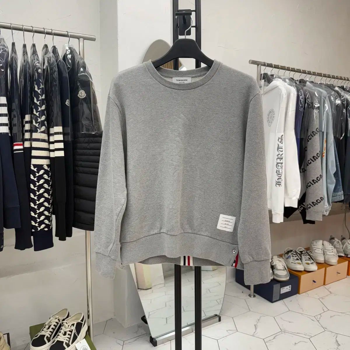 3 トム ブラウン 白 3本線 スウェット グレー