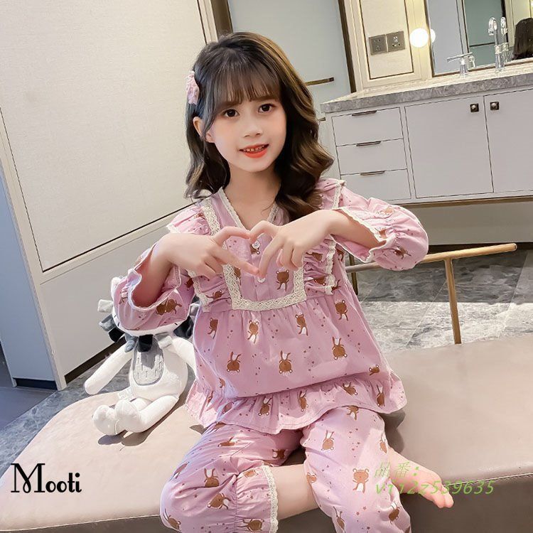 キッズ 女の子 パジャマ 長袖 ルームウェア ジュニア 部屋着 長袖パジャマ 子供 春 子供服 寝間着 子供パジャマ [VIISEN] 0 ルーム