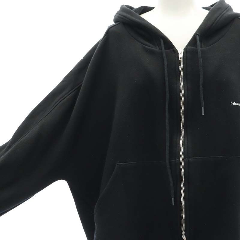 バレンシアガ BALENCIAGA ジップアップパーカー ロゴプリント 長袖 S