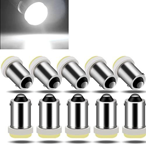 ホワイト YongMing BA9S G14 LED バルブ シングル ピン角1801連 メーター球 ホワイト 面発光 ナンバー灯 12V 10個