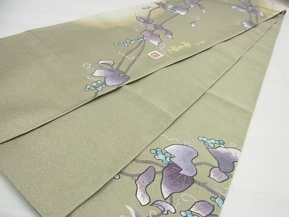 平和屋本店□極上 本加賀友禅作家 由水煌人監修 爪掻き本綴れ 太鼓柄