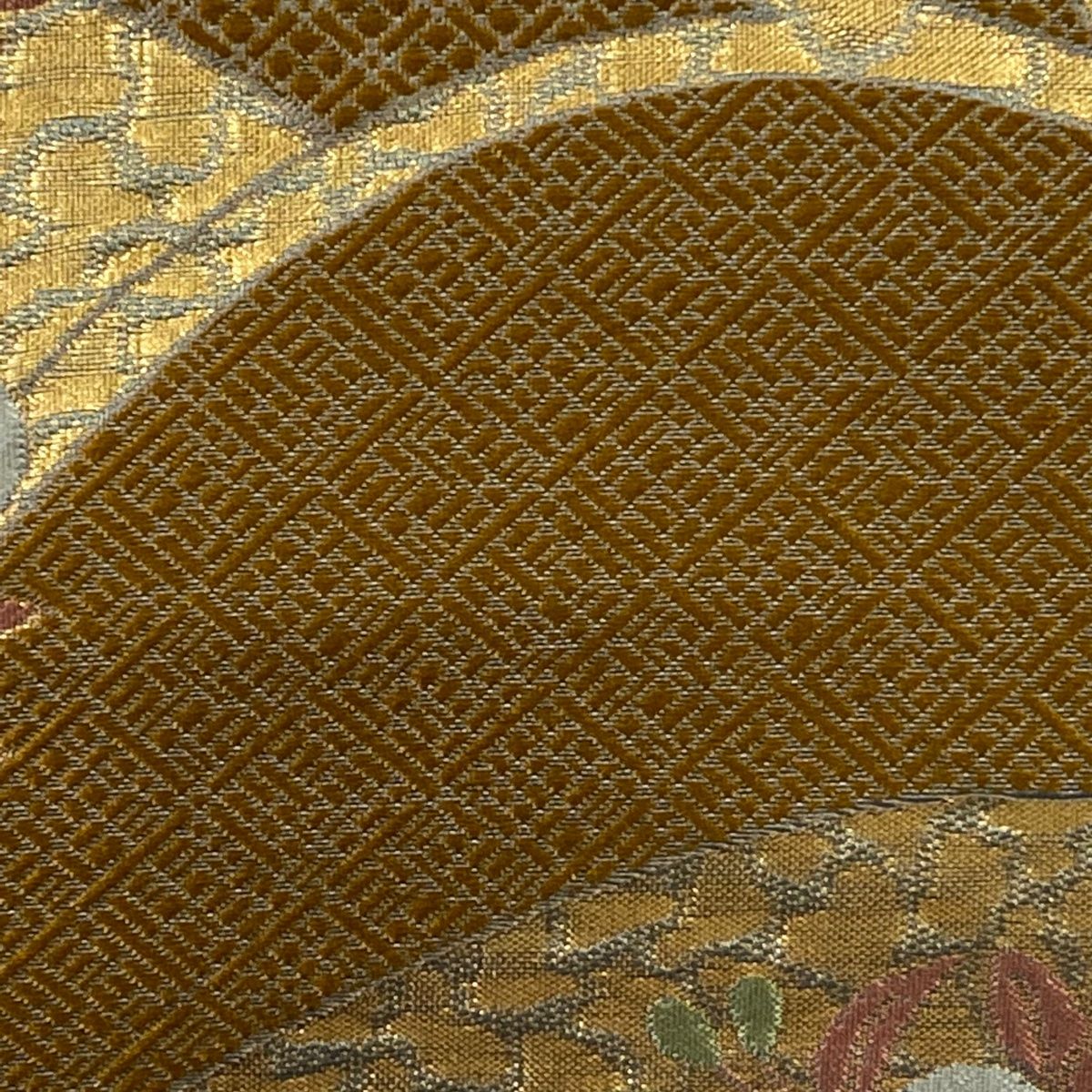 名古屋帯 美品 優品 草花 箔 山吹茶色 正絹 【中古】