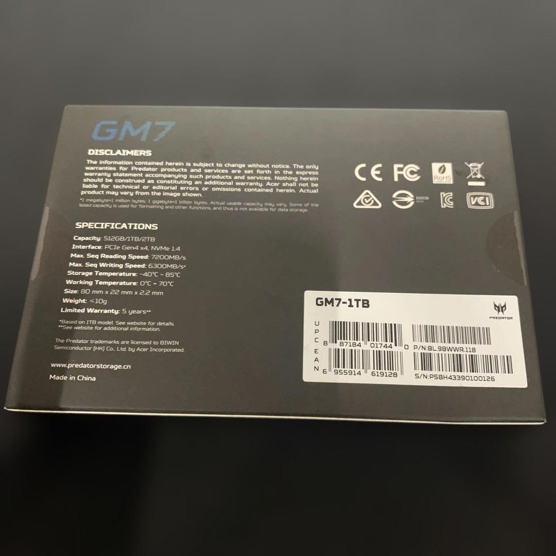 Acer Predator SSD 1TB PCIe Gen4x4 M.2