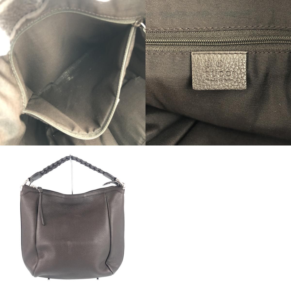 グッチ GUCCI バンブー 336655 ブラウン レザー ハンドバッグ sm【中古