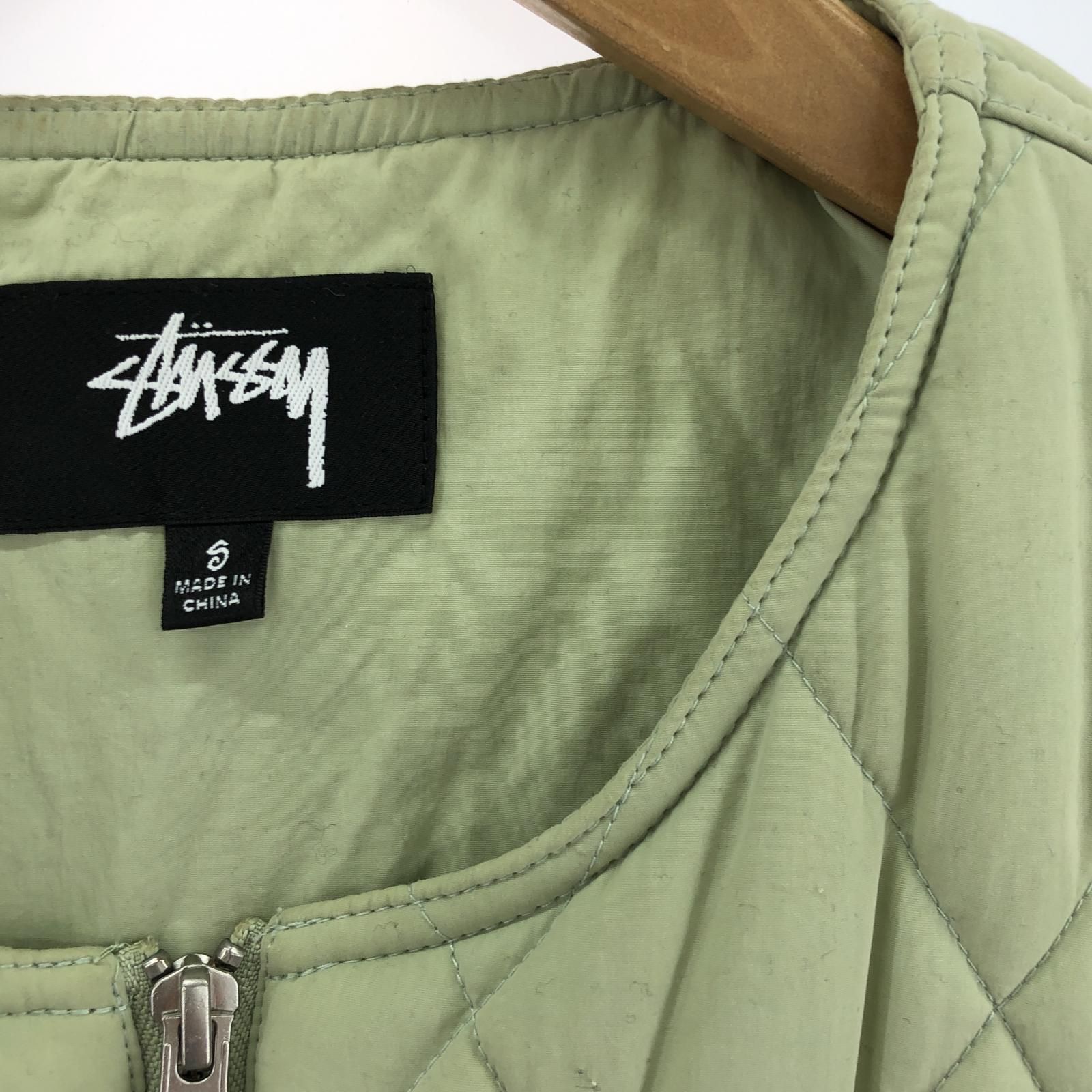Stussy グリーン キルティングベスト M Stussy グリーン キルティング