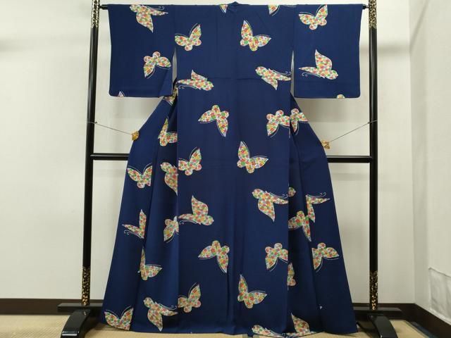 平和屋着物○つけ帯 舞桜文 鬼しぼ縮緬 正絹 逸品 CABA0955hy