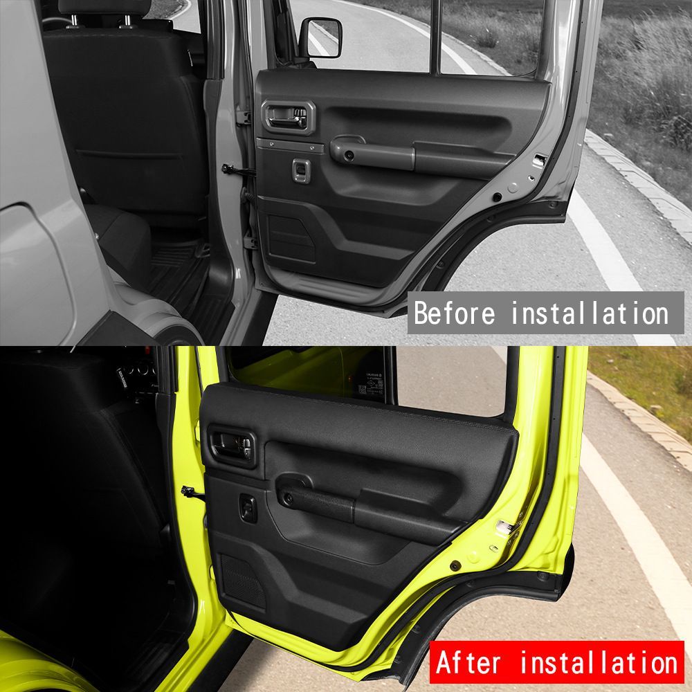 スズキ ジムニー JB74 25年式 レザー リアドア キックガード 4点セット 内装保護 ドレスアップ ブラック 高品質設計 FFCRYSTALESIA_COM