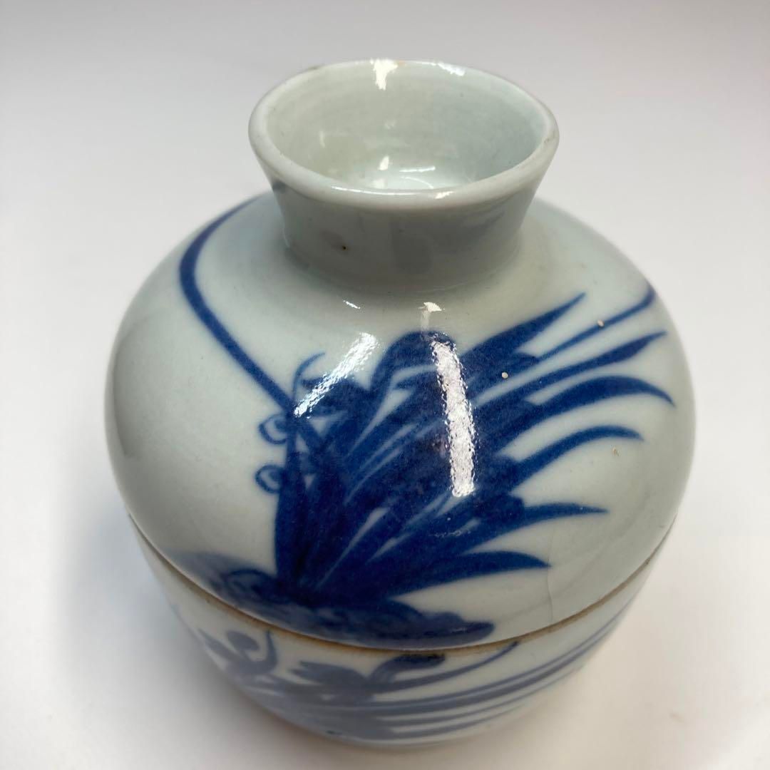 中国清時代 青華 草花図 蓋物 トヒコ 本さ5-0518