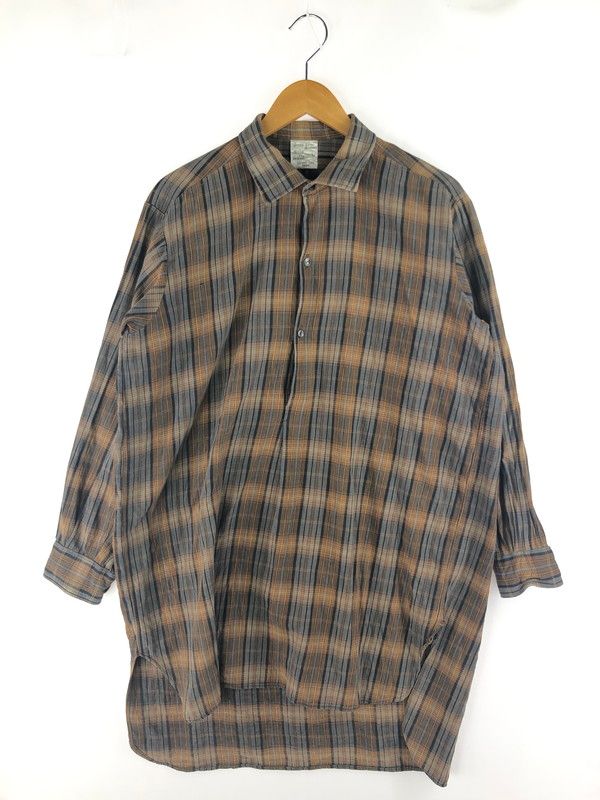 メンズ 60 s-70 s GRANDPA SHIRT 60-70年代 グランパシャツ チェック 長袖シャツ 146-250313-hi-20-TAG