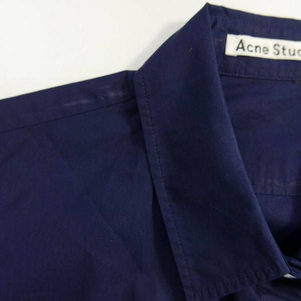 14SS Acne Studios アクネストゥディオズ LATE POPLIN ノースリーブ フレア Aライン シャツ ブラウス NAVY 36 14SS Acne Studios アクネ LATE POPLIN ノースリーブ Aライン