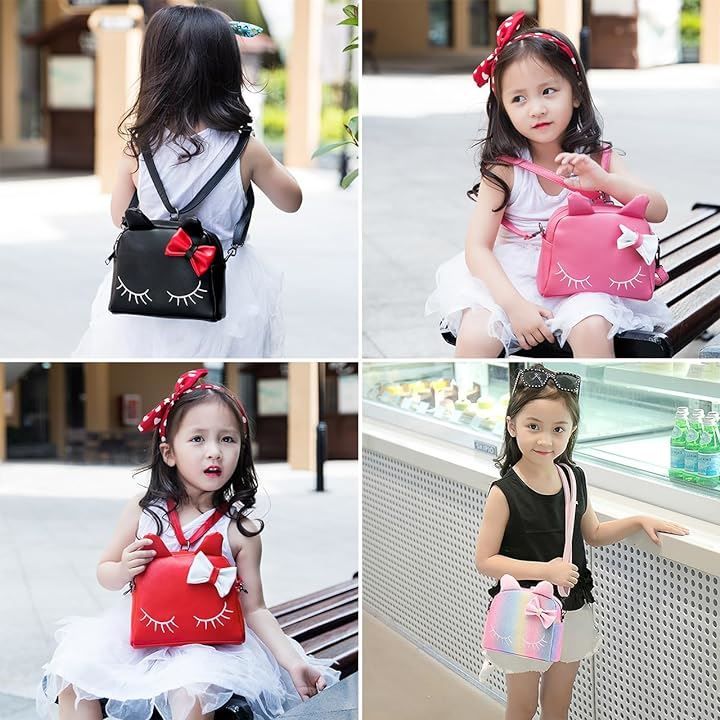 Queen-b ポシェット 猫 かわいい 2way ショルダーバッグ リュックサック 子供 女の子 ネコ 猫耳 キャット おしゃれ 子ども ポーチ 斜めがけ 軽量 お出かけ ブラック - メルカリ