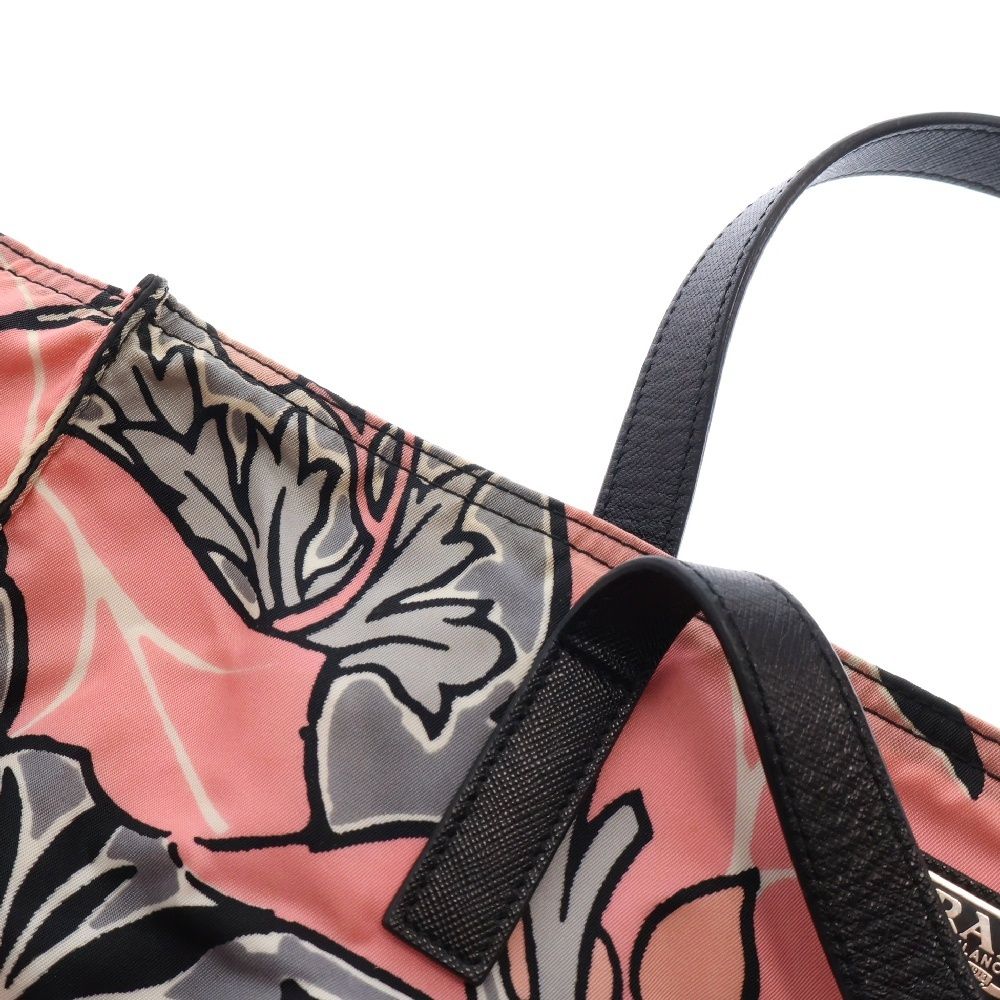 PRADA (プラダ) 三角ロゴプレート付き 花柄 ナイロン 2WAY 