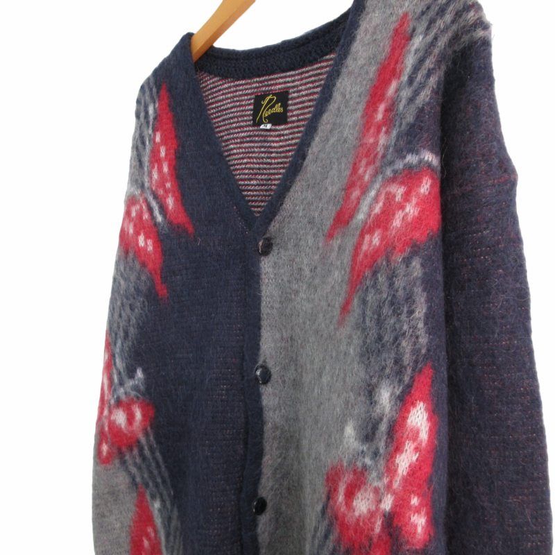 Needles M カーディガン パピヨン グレー ネイビー