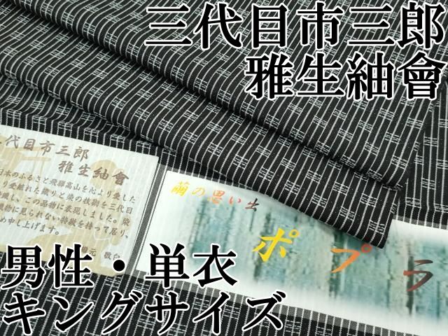 平和屋本店□極上 三代目市三郎 男性 キングサイズ 雅生紬會 単衣