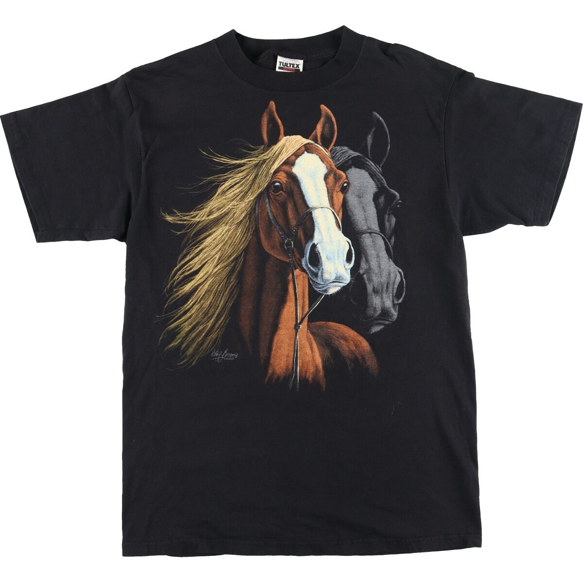 古着 90年代 TULTEX 馬柄 ウマ柄 アニマルTシャツ USA製 メンズL 