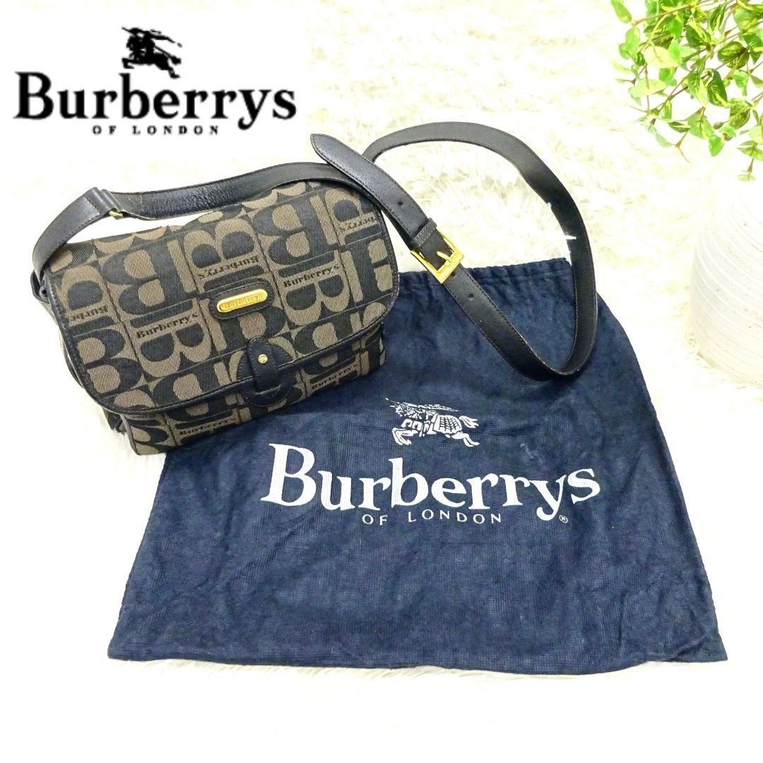 バーバリーズ BURBERRYS Bロゴ 総柄 ショルダーバック ダークブラウン