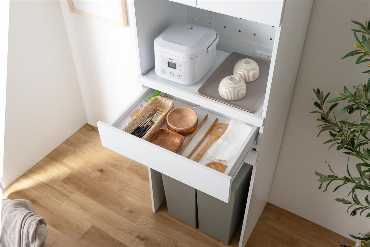 幅58cm】Keuken ゴミ箱収納付きレンジ台 【幅58cm】Keuken ゴミ箱収納