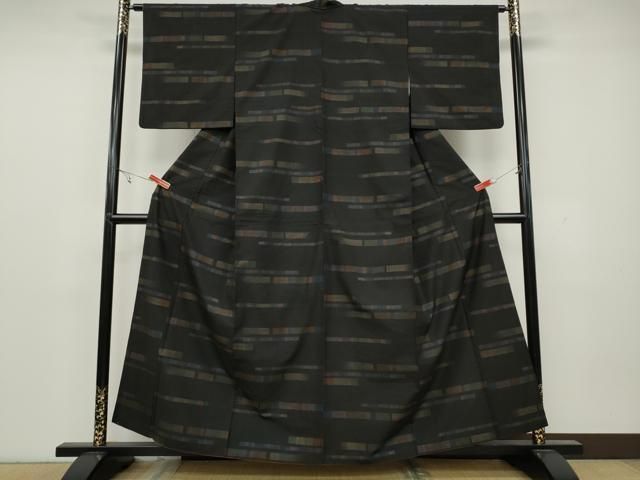 平和屋着物 本場大島紬 9マルキ 横段文 正絹 CAAY4896ut