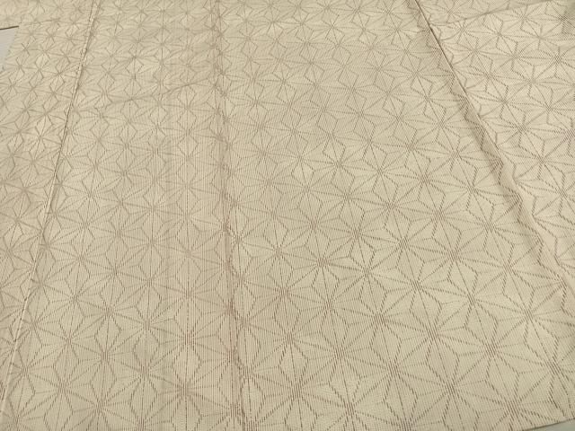 平和屋着物▽上質な紬 単衣 麻の葉文様 正絹 逸品 未使用 AAAV8373fy