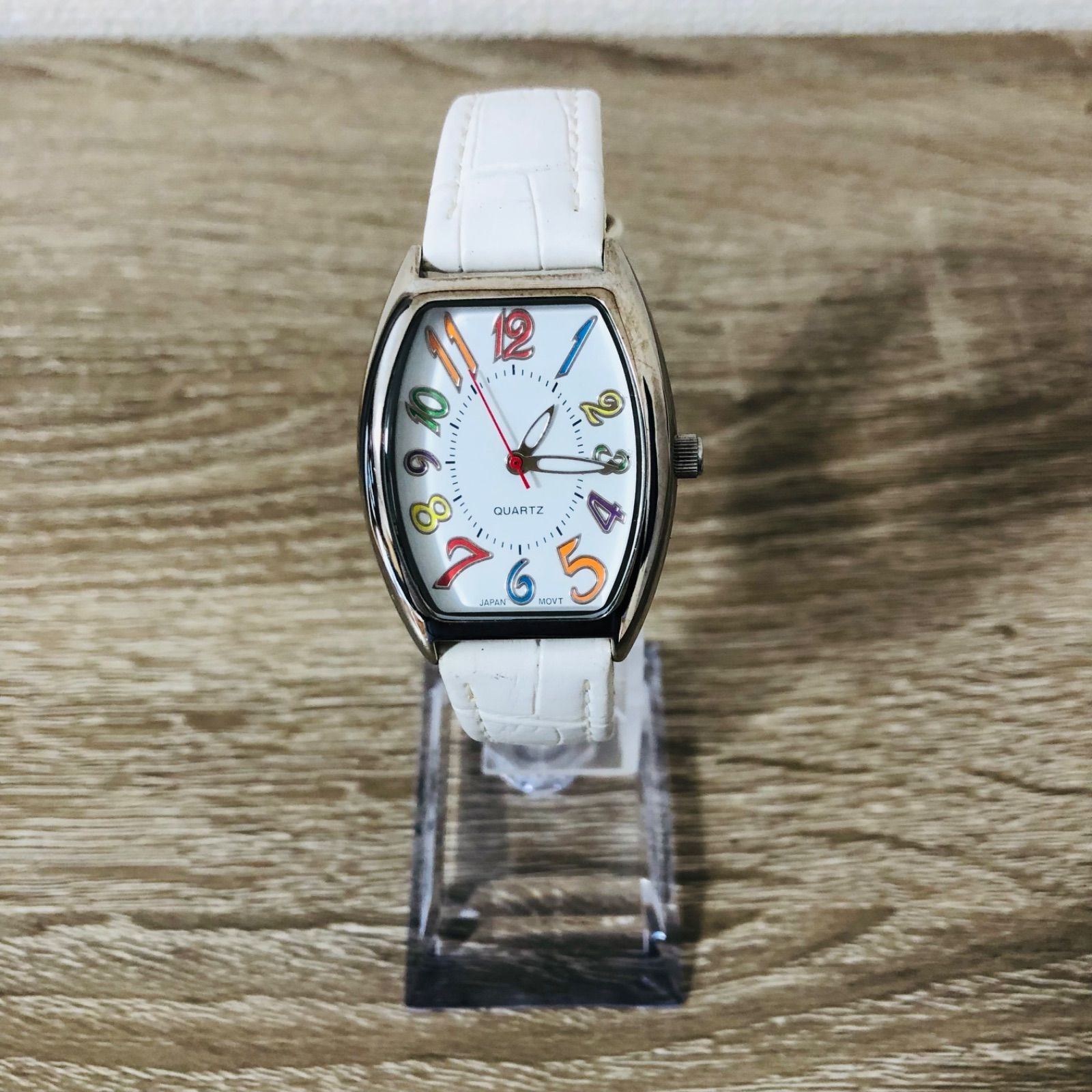 T-155 レディース 腕時計 QUARTZ クォーツ カラフル ポップ ホワイト SR626SW
