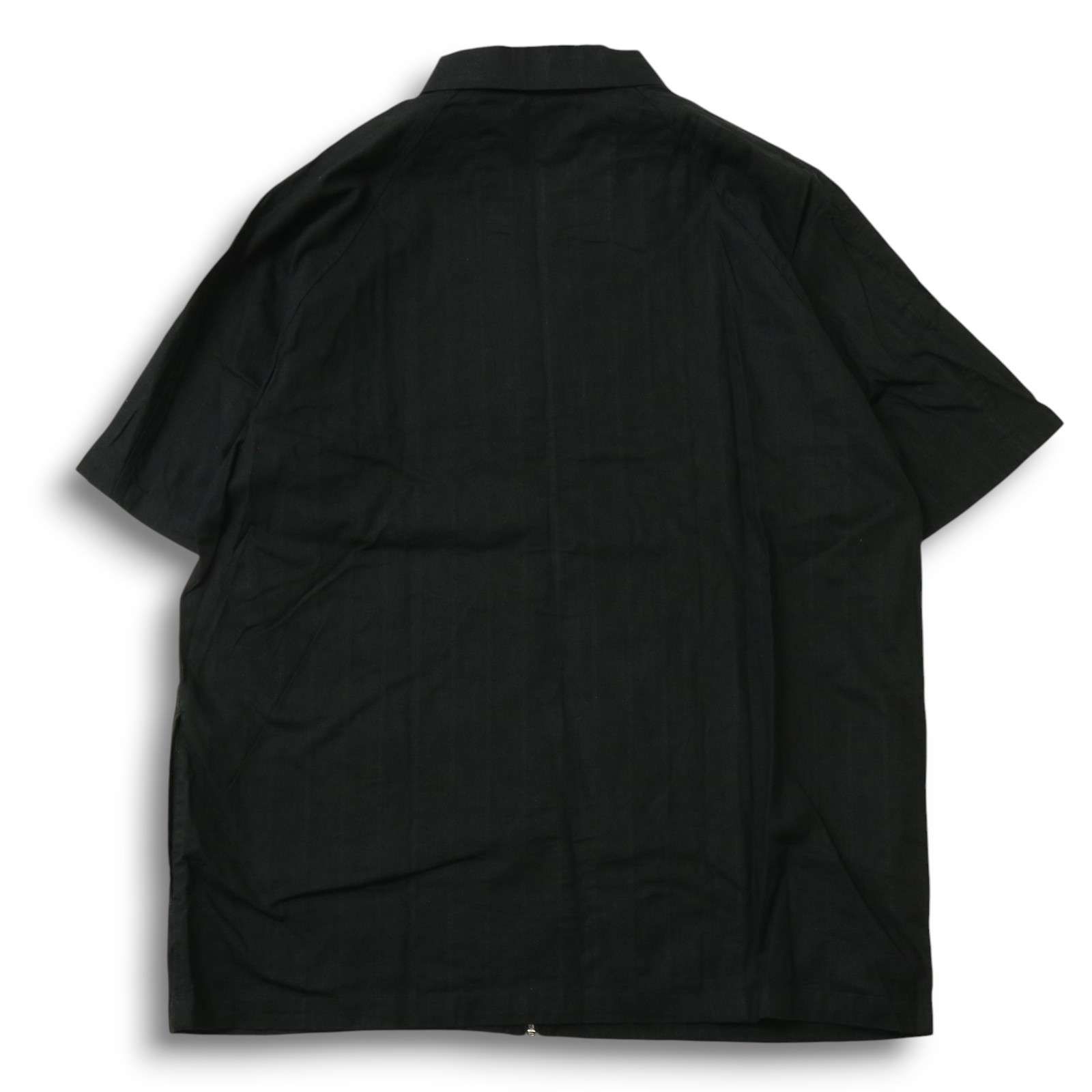 【新品 未使用】 dj honda ディージェイホンダ 麻 リネン 半袖 ジップアップ シャツ ブルゾン ジャケット Sz.L メンズ 黒