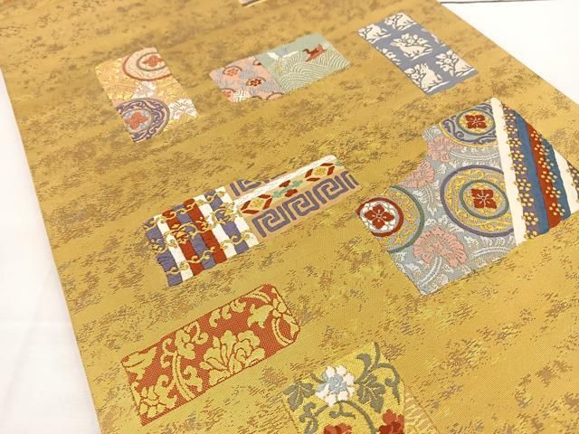 平和屋着物◎六通柄袋帯 唐織 切嵌文様 金糸 引箔 正絹 逸品