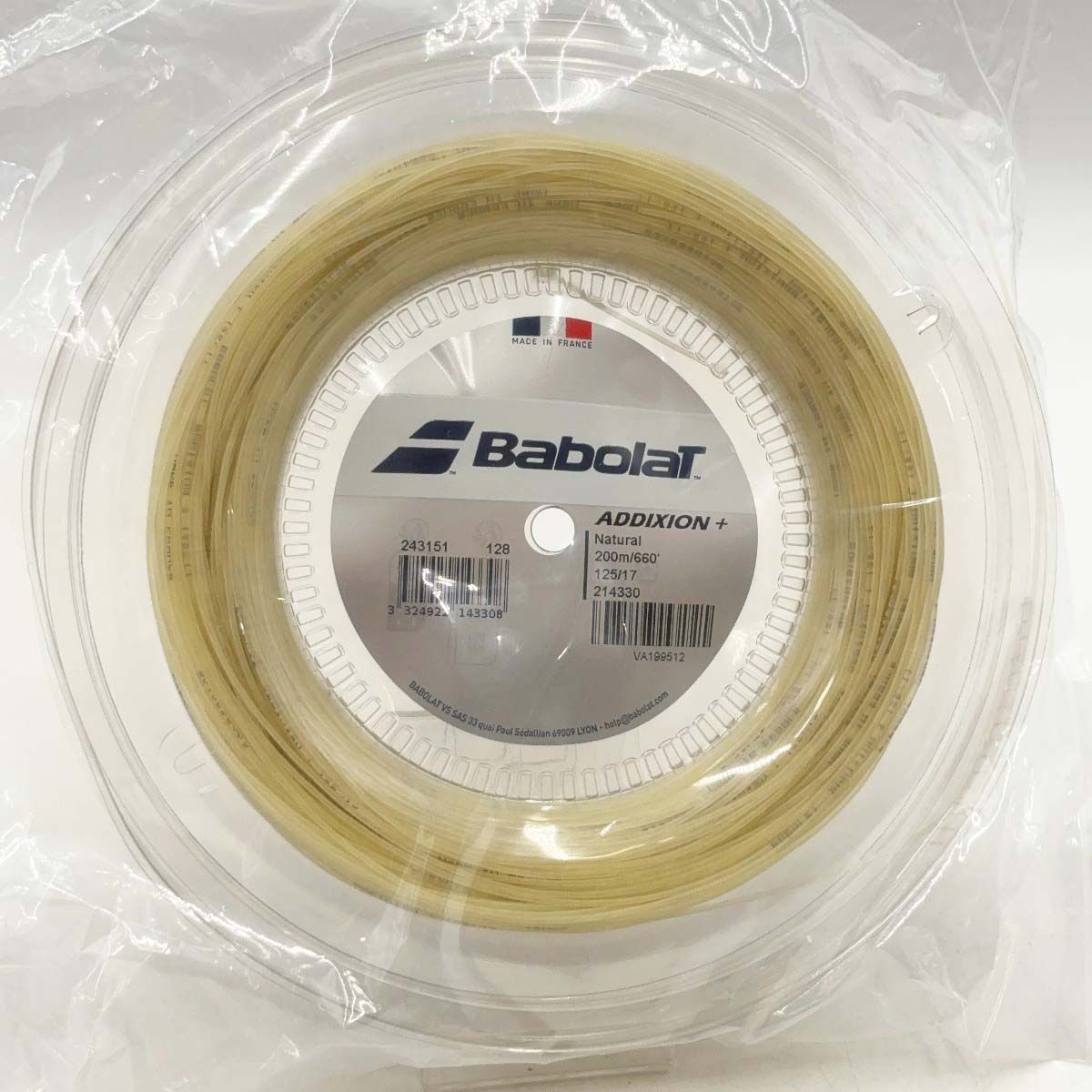 ♥ バボラ ADDIXION＋ 125 硬式 テニス ストリング ガット アディクションプラス 200m ロール ナチュラル 243151 BABOLAT 1.25mm
