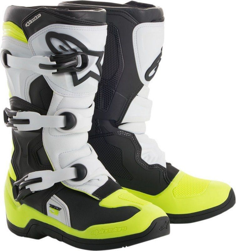 Alpinestars YOUTH TECH 3S OFFROAD BOOTS BLACK/WHITE/YELLOW  Size-7 | 2014018-125-7