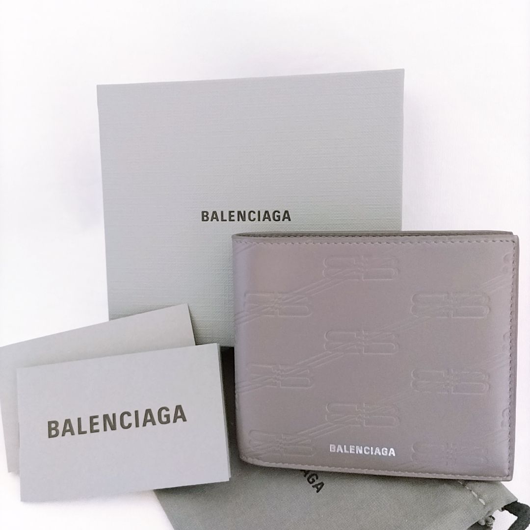 【新品未使用】BALENCIAGA 2つ折り財布 小銭入れ付 バレンシアガ 折りたたみサイフ グレー