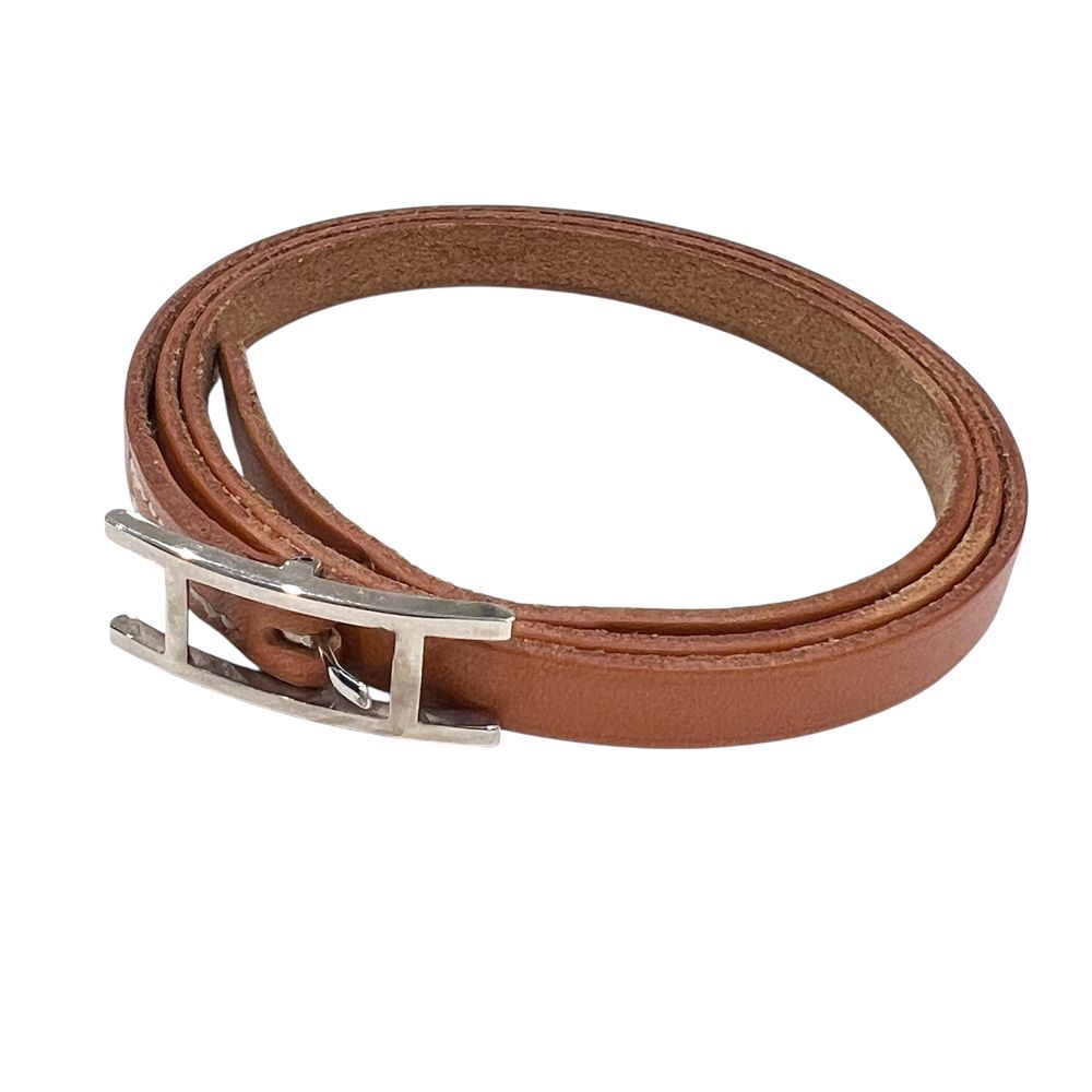 HERMES エルメス アピブレス アピ Api ドゥブルトゥール ブレスレット アピブレス 三連 チョーカー アクセサリー ブラウン シルバー金具 メンズ 男性用 レディース 女性用 ブランドギャラリー東心斎橋店