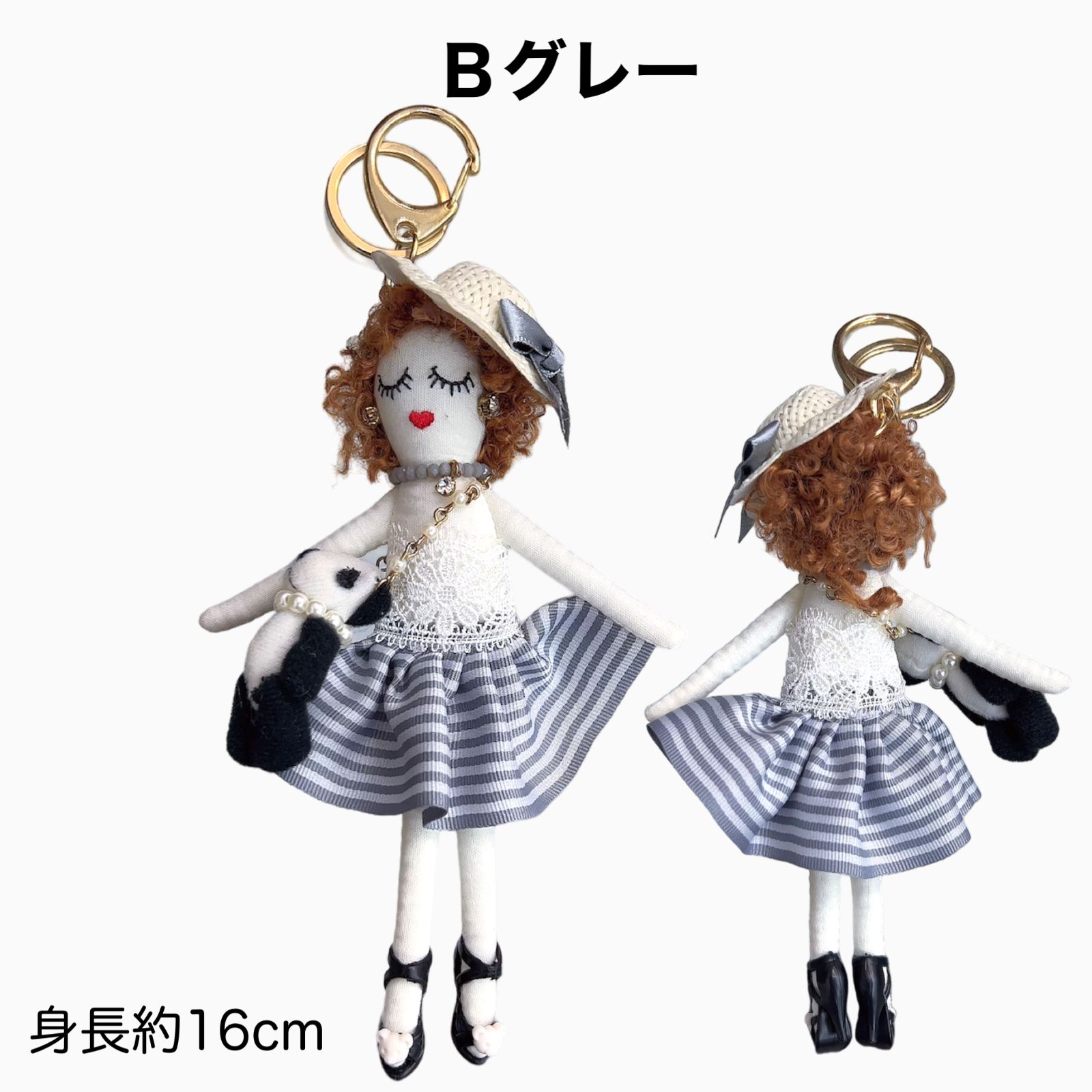 韓国ドール バッグチャーム A & B バッグチャーム チャームアクセドール キーリング キーホルダー