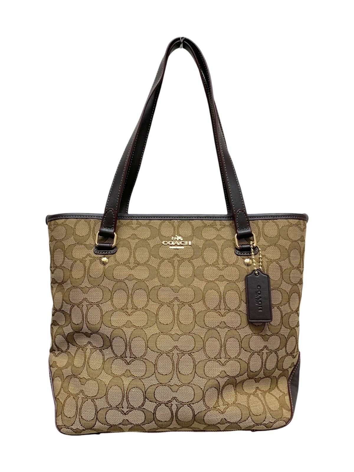 中古】 コーチ トートバッグ F58282 シグネチャー キャンバス レザー  