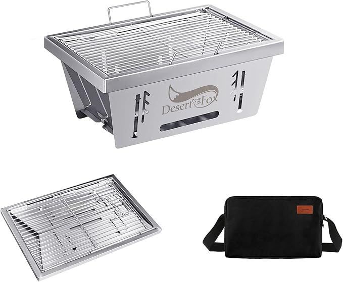 折り畳みコンロ バーベキュー コンロ ＢＢＱグリル 焚き火台 igtテーブル用 ステンレス製 瞬時に展開・収納 ステンレス鋼 KJ (銀色)