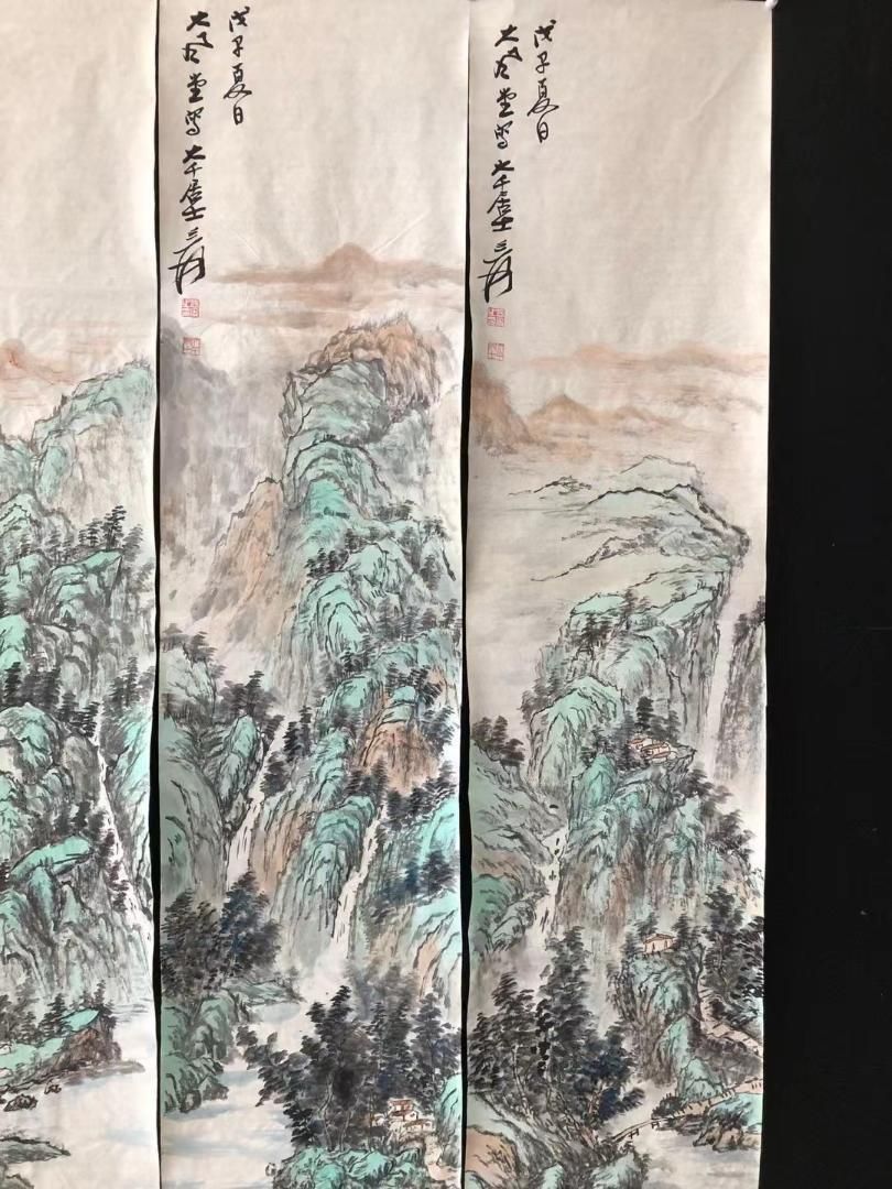中国古美術・張大千印款・純手描き湖の隠者釣り図画芯・珍品画