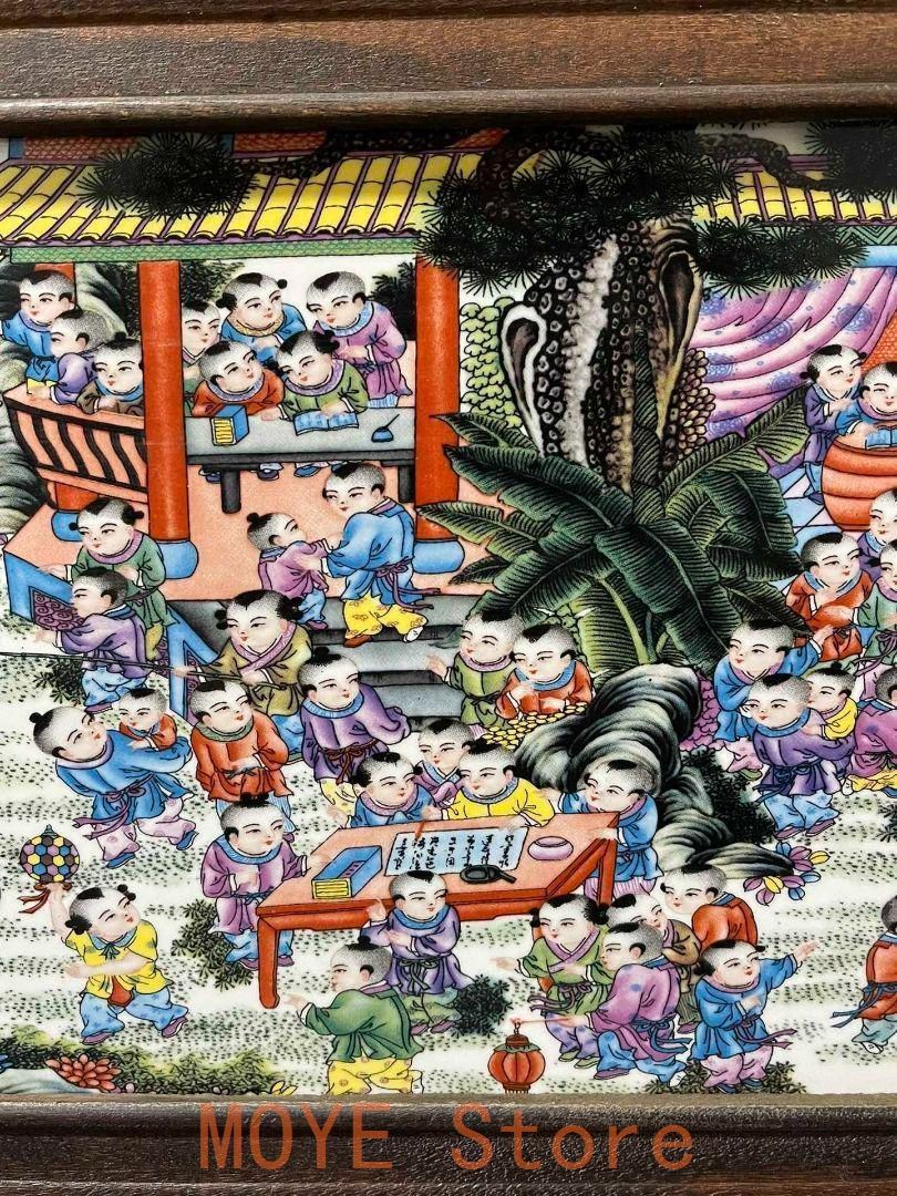 景徳鎮 陶板画百子図 応接間 書斎 懸掛 装飾品 現代工芸品 美術品 置物 景徳鎮 陶板画百子図 応接間 書斎 懸掛 装飾品 現代工芸品 美術