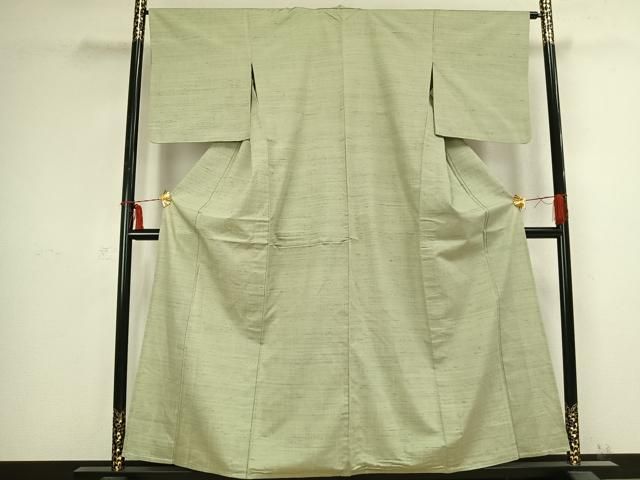 平和屋着物▽紅花紬 米沢 単衣 霞文 反端付き 正絹 逸品 AABB2395fy