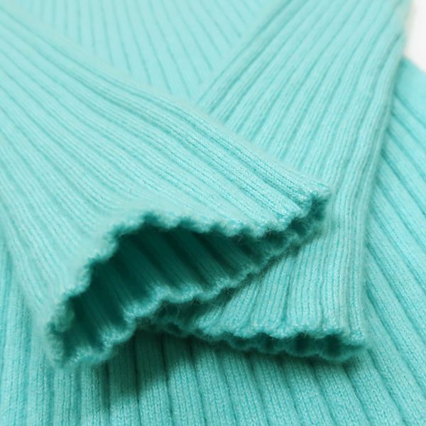 Drawer リブニット タイト カシミヤ65% クルーネック 6513-105