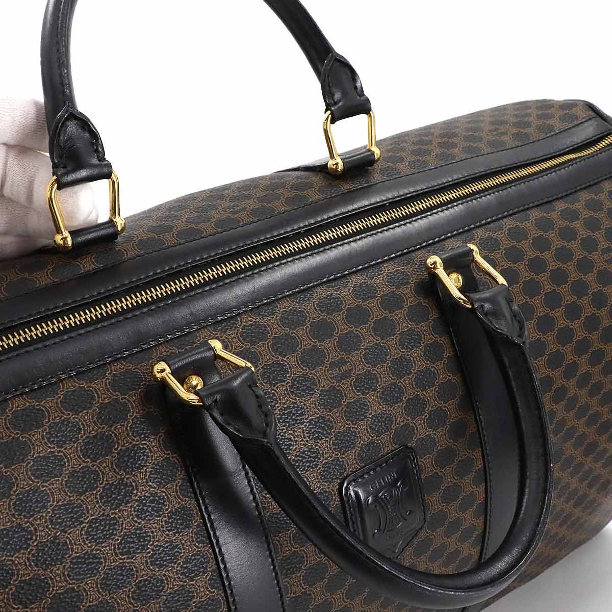 セリーヌ CELINE マカダム柄 ボストン バッグ PVC レザー