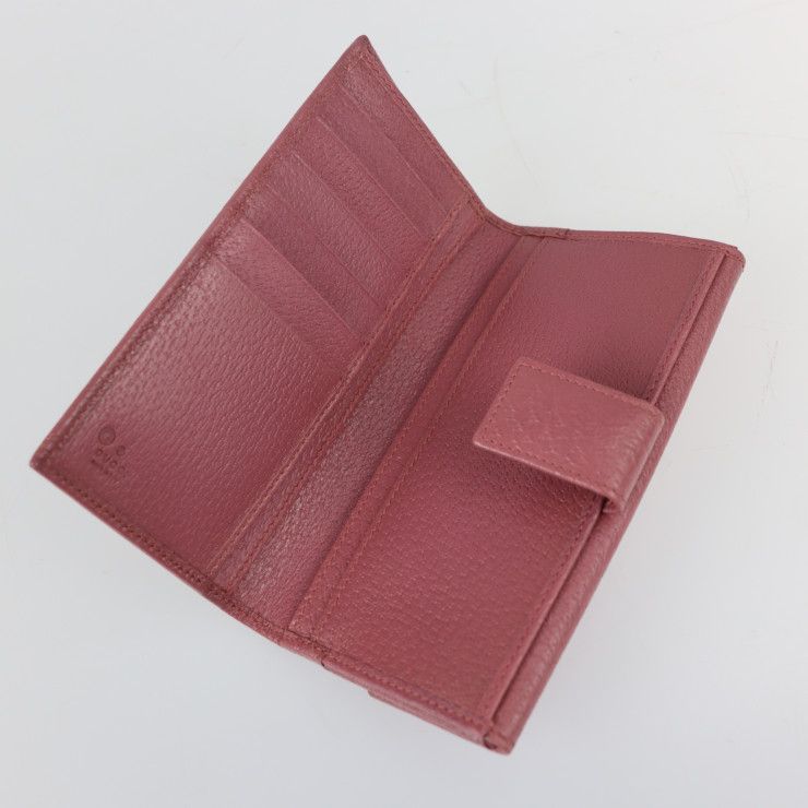 グッチ GUCCI GGキャンバス 長財布 ピンクレザー ロングウォレット グッチ GUCCI GGキャンバス 長財布 ピンクレザー ロングウォレット