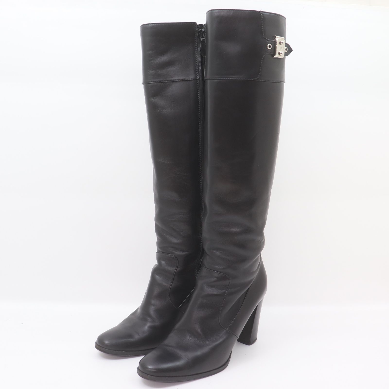 TORY BURCH トリーバーチ ゴールドロゴプレート レザーロングブーツ