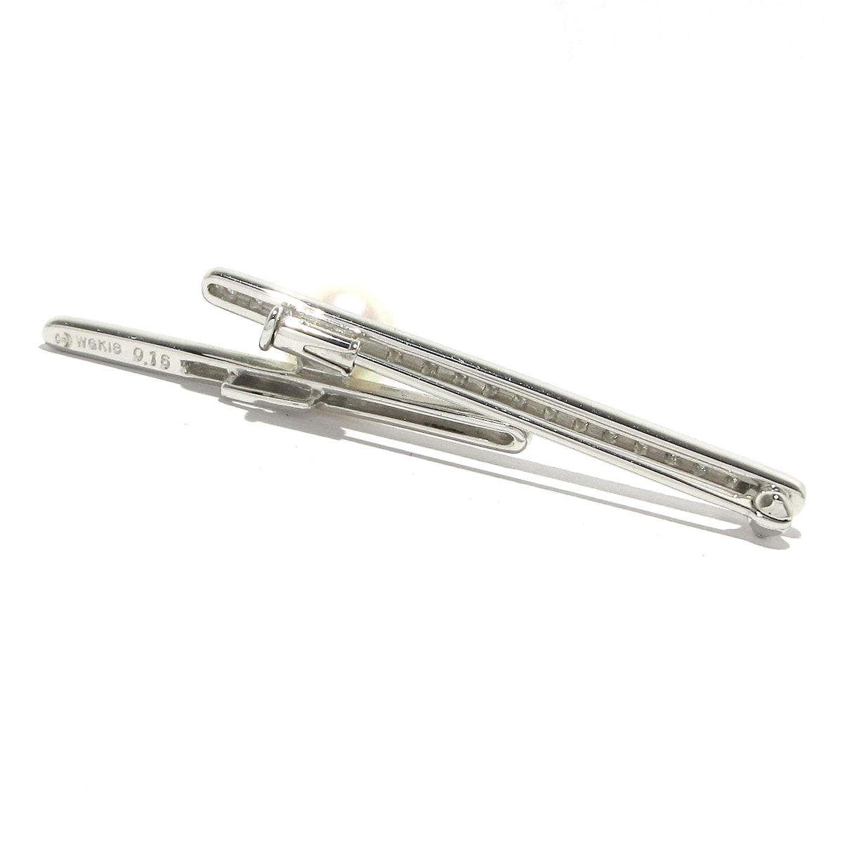 田崎真珠 TASAKI タサキシンジュ ブローチ K18WG×ダイヤモンド×アイボリー 総重量 6.2g 0.16刻印