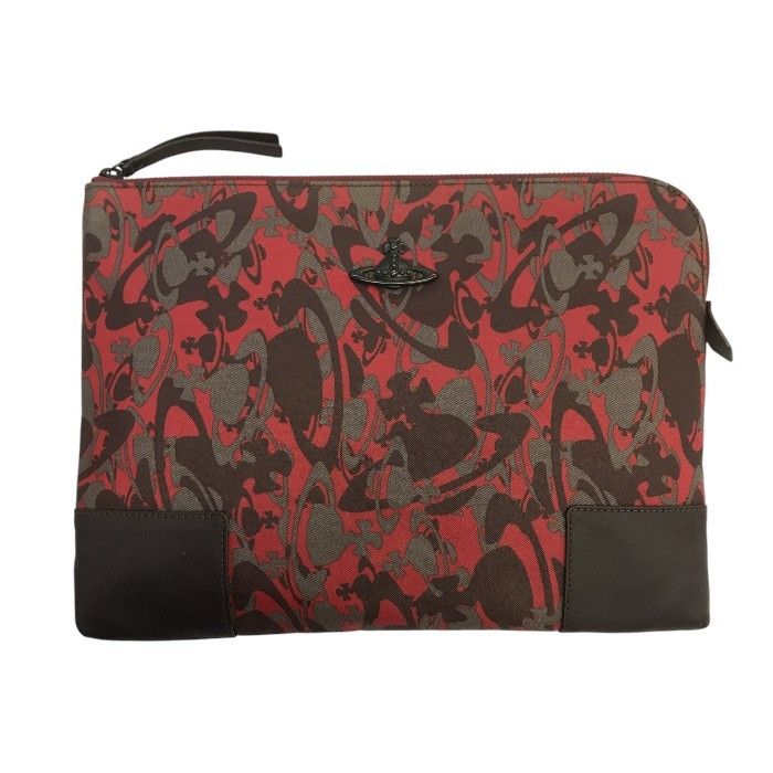 Vivienne Westwood クラッチバッグ ユニセックス オーブ カモフラージュ 迷彩 A4収納可 レッド|ブラウン T1