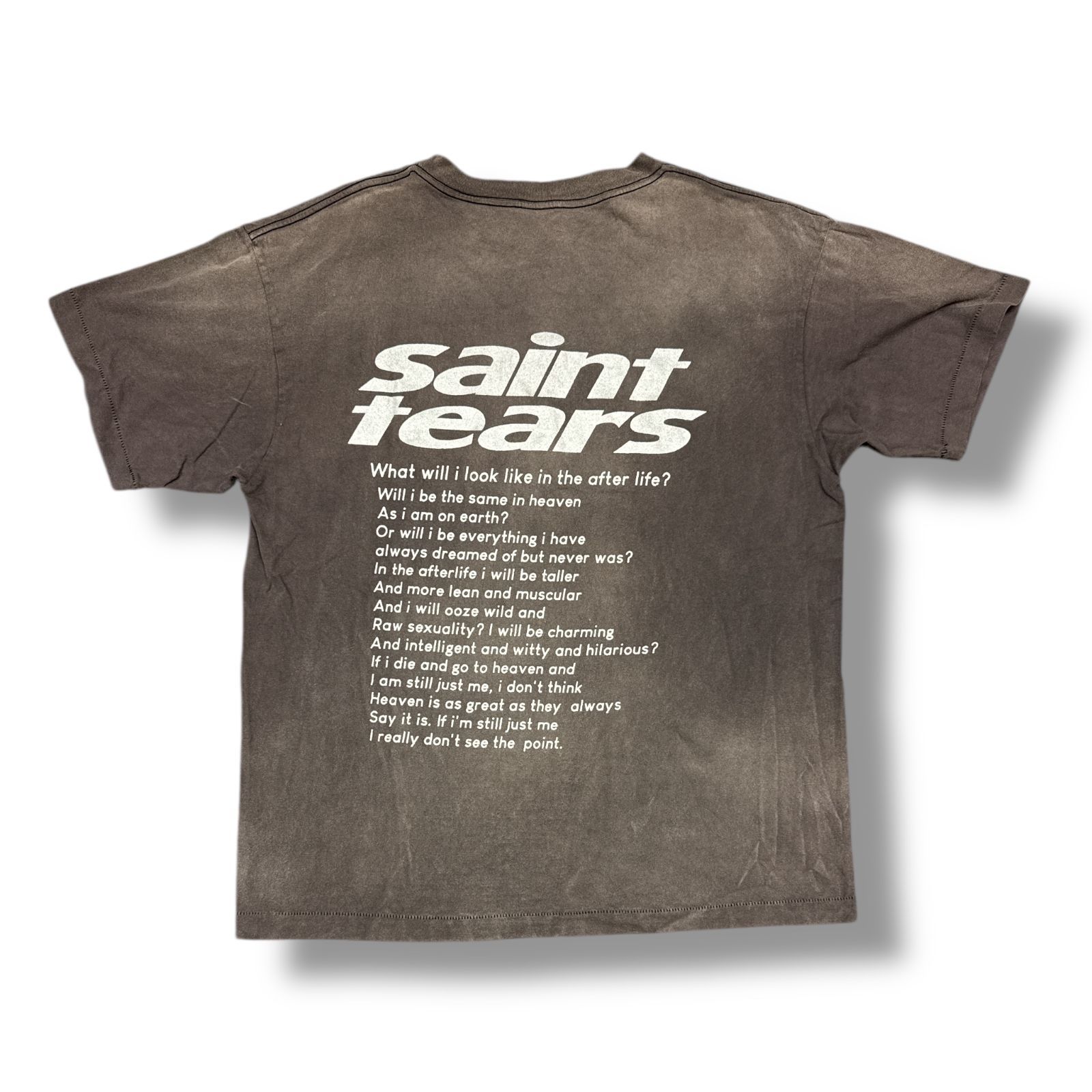 セントマイケル　デニムティアーズ　コラボ　Tシャツ　XL／カットソー　グレー SAINT MICHAEL × DENIM TEARS 21AW STT_TEE_YES コラボ Tシャツ